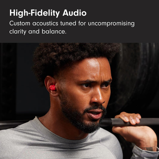 Wireless Bluetooth In-Ear Earbuds, Up to 18 Hours Long Battery Life, Built-in Microphone for Clear Calls, Widely Compatible with Most Smart Devices, Transparent Red