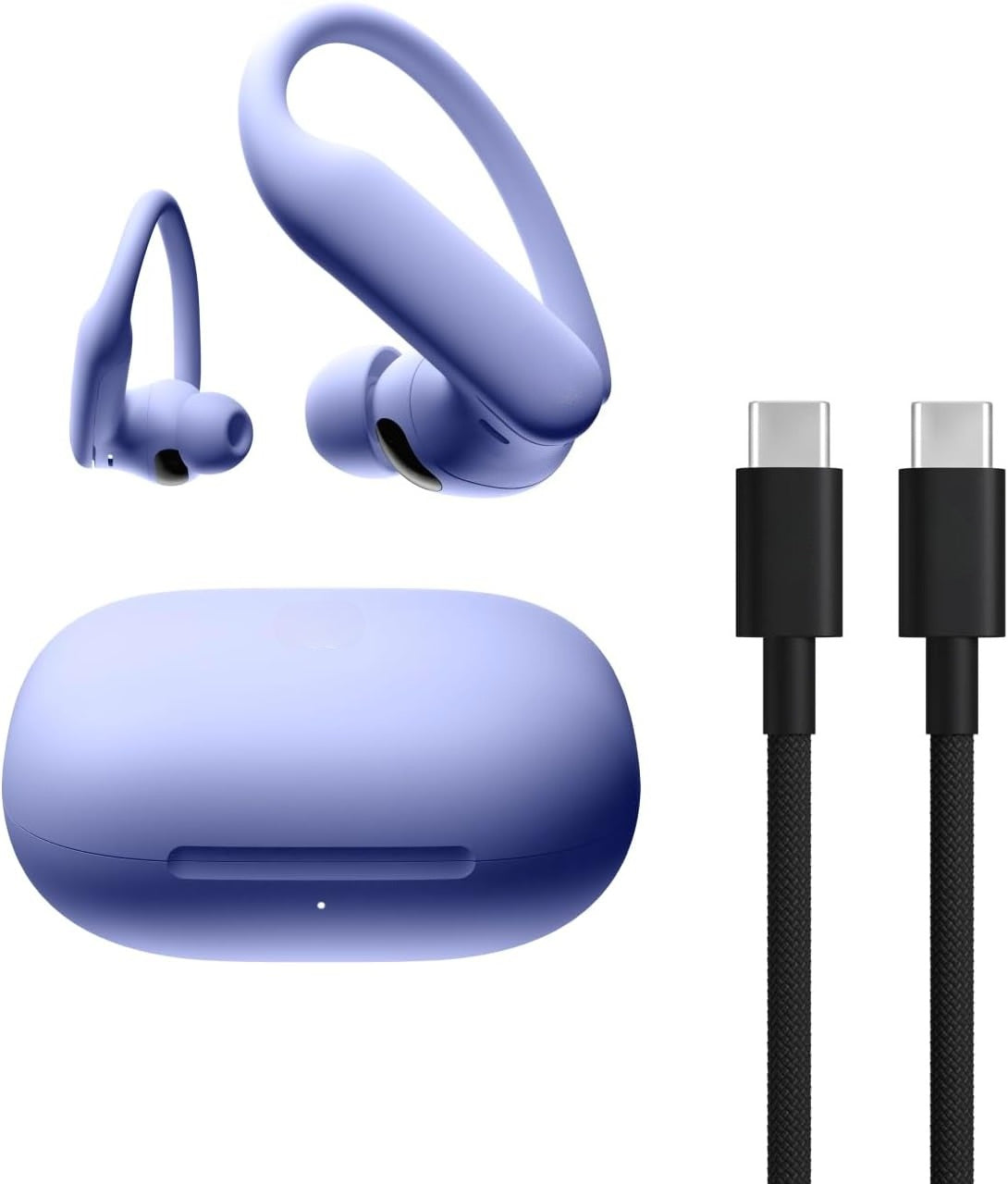 Wireless sports earbuds with active noise cancellation, equipped with stable fit ear hooks. Total battery life up to 45 hours with charging case, sweat and water resistant design, built-in heart rate monitoring function, Jet Black