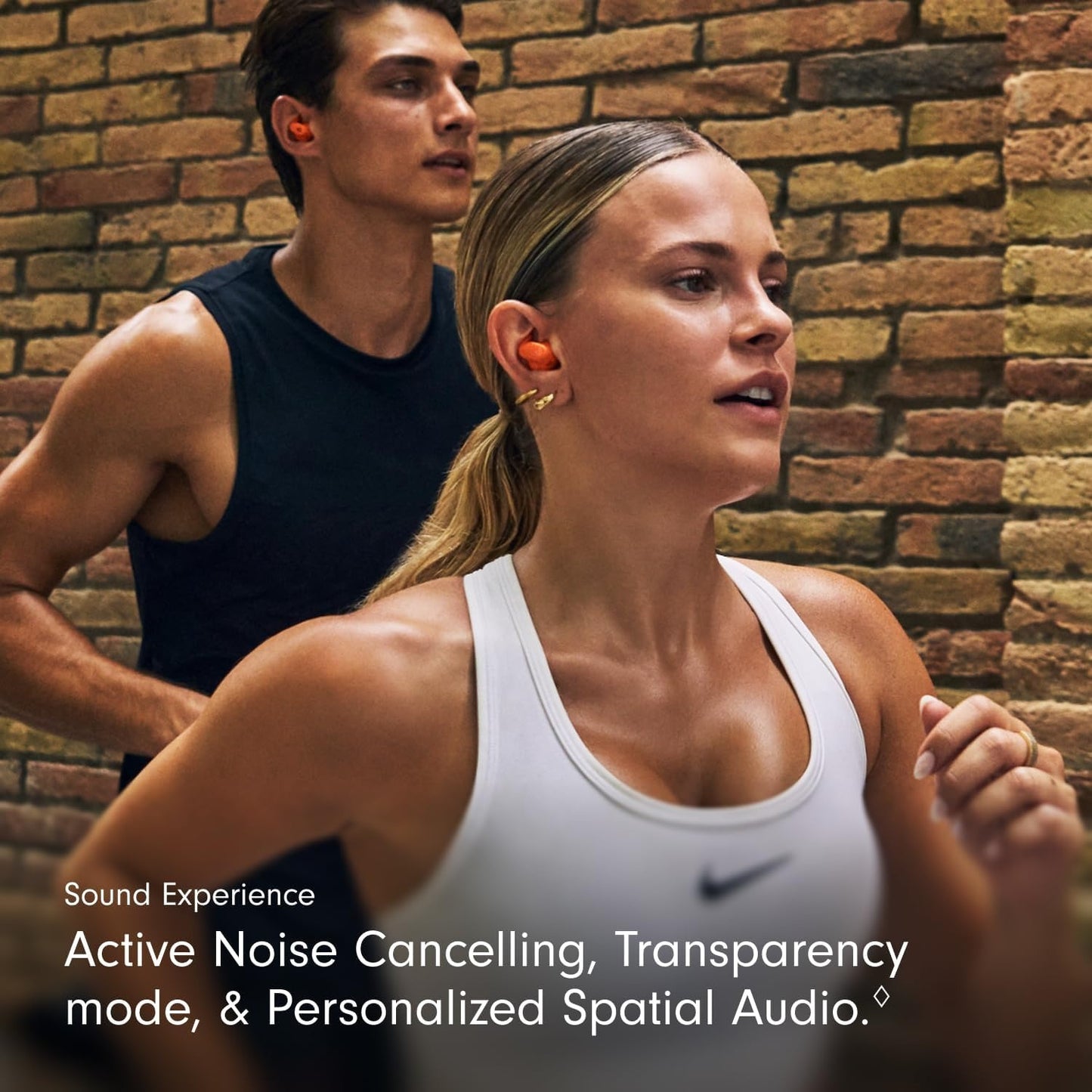 Wireless Sports Earbuds with Active Noise Cancellation, Secure Fit Ear Wings, Up to 30 Hours Battery Life, Sweatproof & Waterproof Design, Compatible with Most Smart Devices, Spark Orange