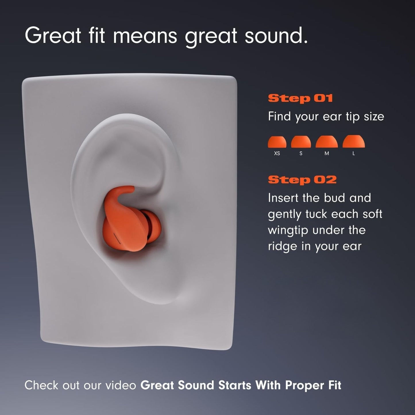 Wireless Sports Earbuds with Active Noise Cancellation, Secure Fit Ear Wings, Up to 30 Hours Battery Life, Sweatproof & Waterproof Design, Compatible with Most Smart Devices, Spark Orange