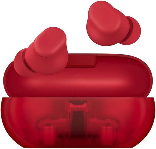 Wireless Bluetooth In-Ear Earbuds, Up to 18 Hours Long Battery Life, Built-in Microphone for Clear Calls, Widely Compatible with Most Smart Devices, Transparent Red