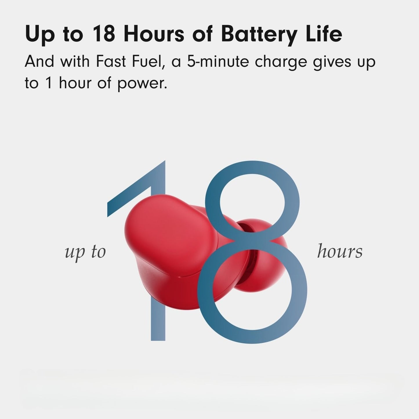 Wireless Bluetooth In-Ear Earbuds, Up to 18 Hours Long Battery Life, Built-in Microphone for Clear Calls, Widely Compatible with Most Smart Devices, Transparent Red