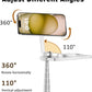 68 Inch Magnetic Selfie Stick Tripod, Aluminum Alloy Strong Magnetic Phone Holder, 360° Rotatable Portable Phone Tripod Stand with Metal Ring & Rechargeable Wireless Remote, Universal for All Smartphones, Beige Gray