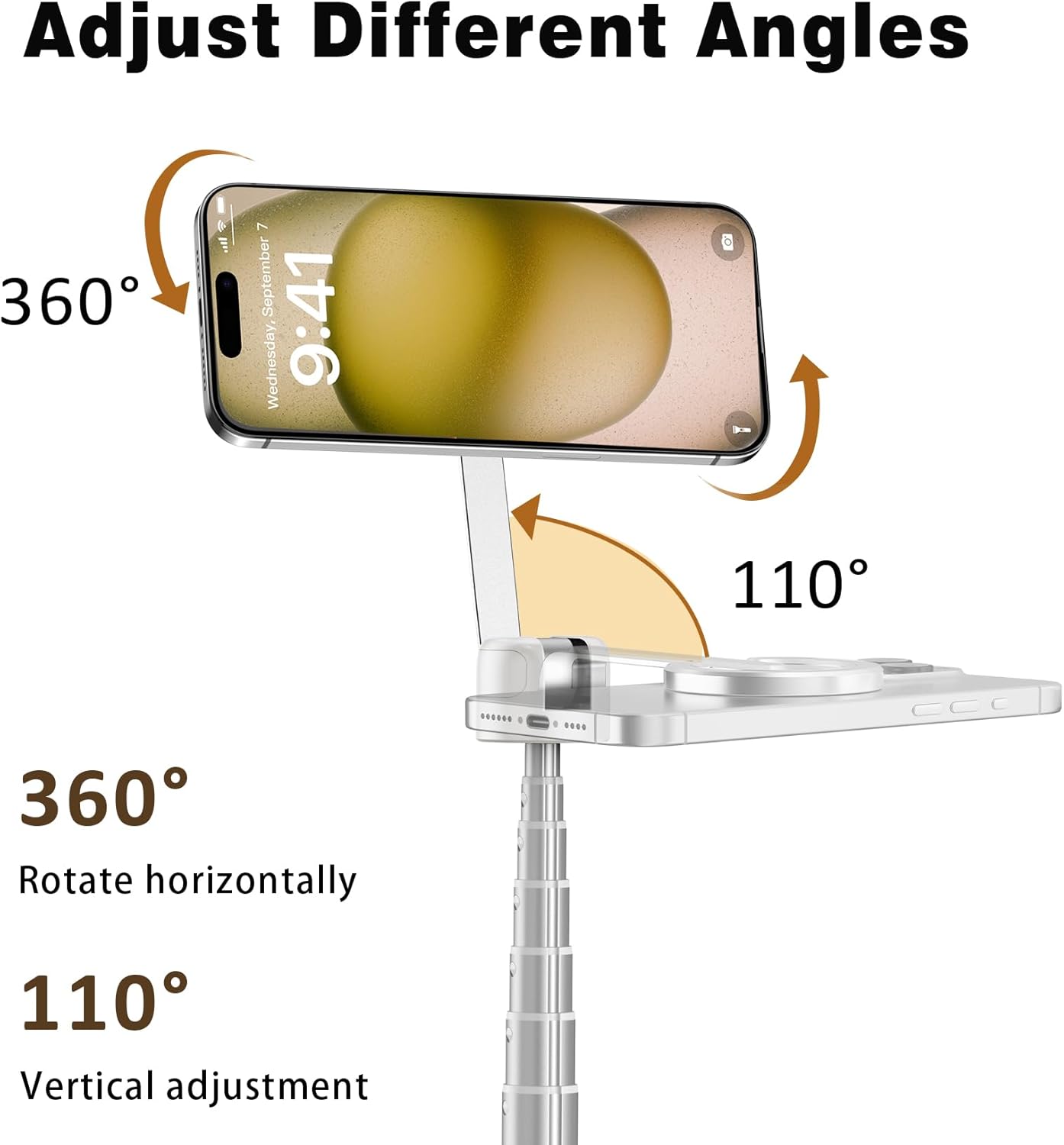 68 Inch Magnetic Selfie Stick Tripod, Aluminum Alloy Strong Magnetic Phone Holder, 360° Rotatable Portable Phone Tripod Stand with Metal Ring & Rechargeable Wireless Remote, Universal for All Smartphones, Beige Gray