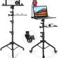Rolling Laptop Tripod Stand with 2 Shelves, Adjustable Height 25.9 to 51.8 Inch Portable Projector Floor Stand with Phone Holder