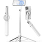 68 Inch Magnetic Selfie Stick Tripod, Aluminum Alloy Strong Magnetic Phone Holder, 360° Rotatable Portable Phone Tripod Stand with Metal Ring & Rechargeable Wireless Remote, Universal for All Smartphones, Beige Gray
