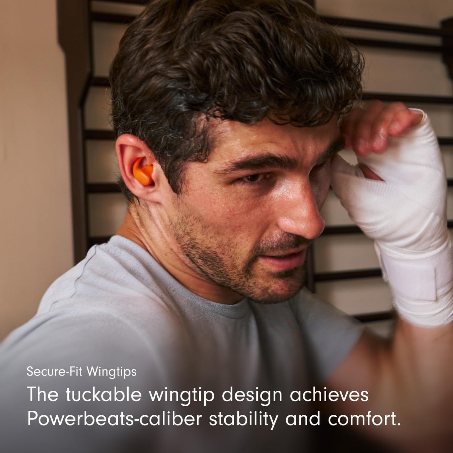 Wireless Sports Earbuds with Active Noise Cancellation, Secure Fit Ear Wings, Up to 30 Hours Battery Life, Sweatproof & Waterproof Design, Compatible with Most Smart Devices, Spark Orange