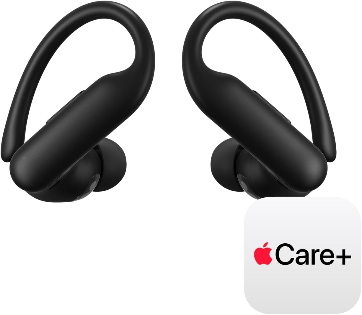 Wireless sports earbuds with active noise cancellation, equipped with stable fit ear hooks. Total battery life up to 45 hours with charging case, sweat and water resistant design, built-in heart rate monitoring function, Jet Black