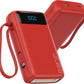 Portable Charger, 27000mAh 22.5W Fast Charging Power Bank with Built-in Cable, USB-C Battery Pack with LED Display and Flashlight, Travel Essential External Battery Charger, Compatible with iPhone & Android, Pink