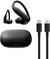 Wireless sports earbuds with active noise cancellation, equipped with stable fit ear hooks. Total battery life up to 45 hours with charging case, sweat and water resistant design, built-in heart rate monitoring function, Jet Black