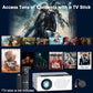 1080P Full HD Portable Mini Projector, Bluetooth Enabled Movie Projector, Compatible with TV Stick, Smartphone, PC, Game Console, Support HDMI & USB Connection, Suitable for Indoor and Outdoor Use, Comes with Projector Screen