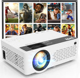 1080P Full HD Portable Mini Projector, Bluetooth Enabled Movie Projector, Compatible with TV Stick, Smartphone, PC, Game Console, Support HDMI & USB Connection, Suitable for Indoor and Outdoor Use, Comes with Projector Screen