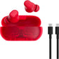 Wireless Bluetooth In-Ear Earbuds, Up to 18 Hours Long Battery Life, Built-in Microphone for Clear Calls, Widely Compatible with Most Smart Devices, Transparent Red