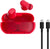 Wireless Bluetooth In-Ear Earbuds, Up to 18 Hours Long Battery Life, Built-in Microphone for Clear Calls, Widely Compatible with Most Smart Devices, Transparent Red