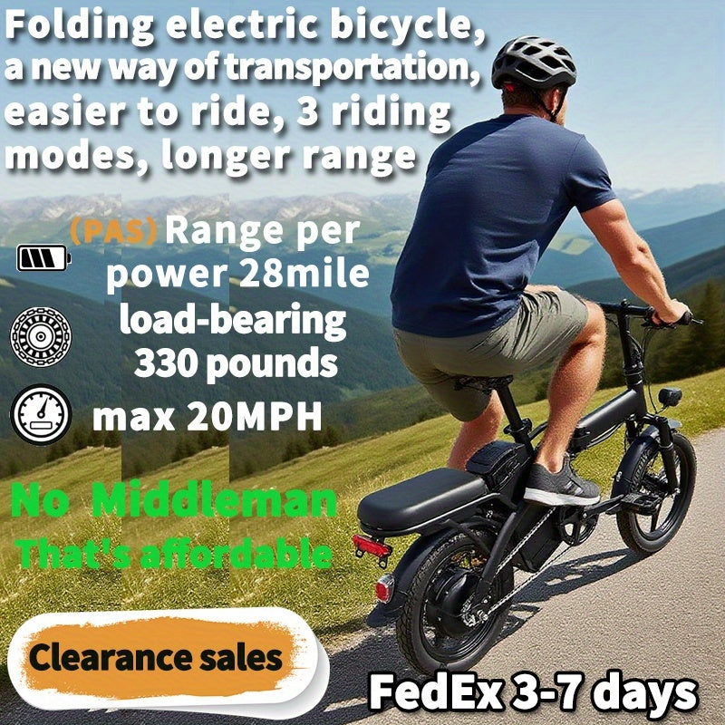 🍁Electric Bike 48V Battery, Brushless Motor, 15-20MPH, Folding Electric Bicycle for Adults, Lightweight Commuter E-Bike with Removable Lithium Battery, Suitable for Urban Commuting, The Best Choice for A Gift, Easy Assemble, Portable Compact Design