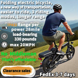 🍁Electric Bike 48V Battery, Brushless Motor, 15-20MPH, Folding Electric Bicycle for Adults, Lightweight Commuter E-Bike with Removable Lithium Battery, Suitable for Urban Commuting, The Best Choice for A Gift, Easy Assemble, Portable Compact Design